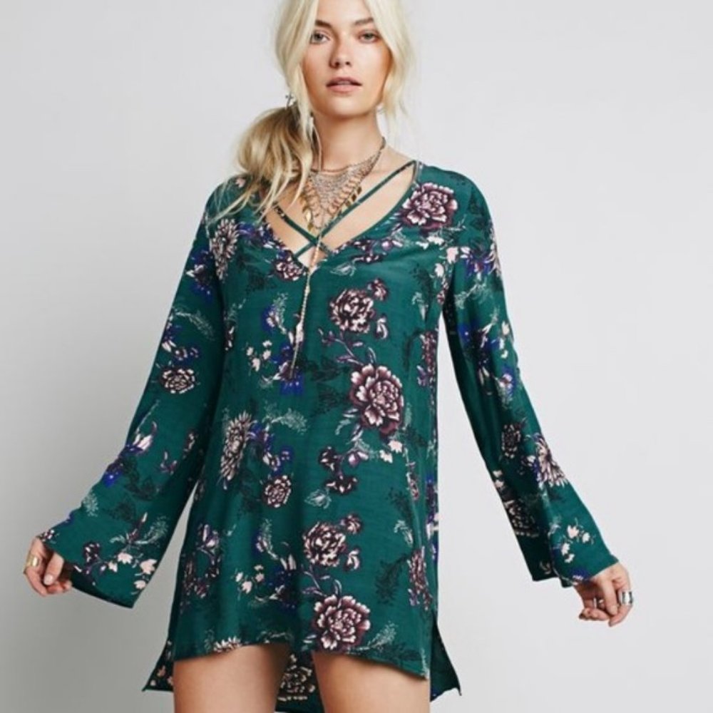 Free People Long Sleeve Heart Beat Printed Tunic